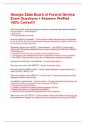 Georgia State Board of Funeral Service Exam Questions &plus; Answers Verified 100&percnt; Correct&excl;&excl;