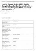 Inventor Concept Review 2 2025 Update &vert;Complete Exam Set Questions And Verified Answers &lpar;solutions&rpar; &vert; Get It 100&percnt; Accurate&excl;&excl;&vert; Already Passed A&plus;