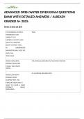 ADVANCED OPEN WATER DIVER EXAM QUESTIONS BANK WITH DETAILED ANSWERS &sol; ALREADY GRADED A&plus; 2025&period;