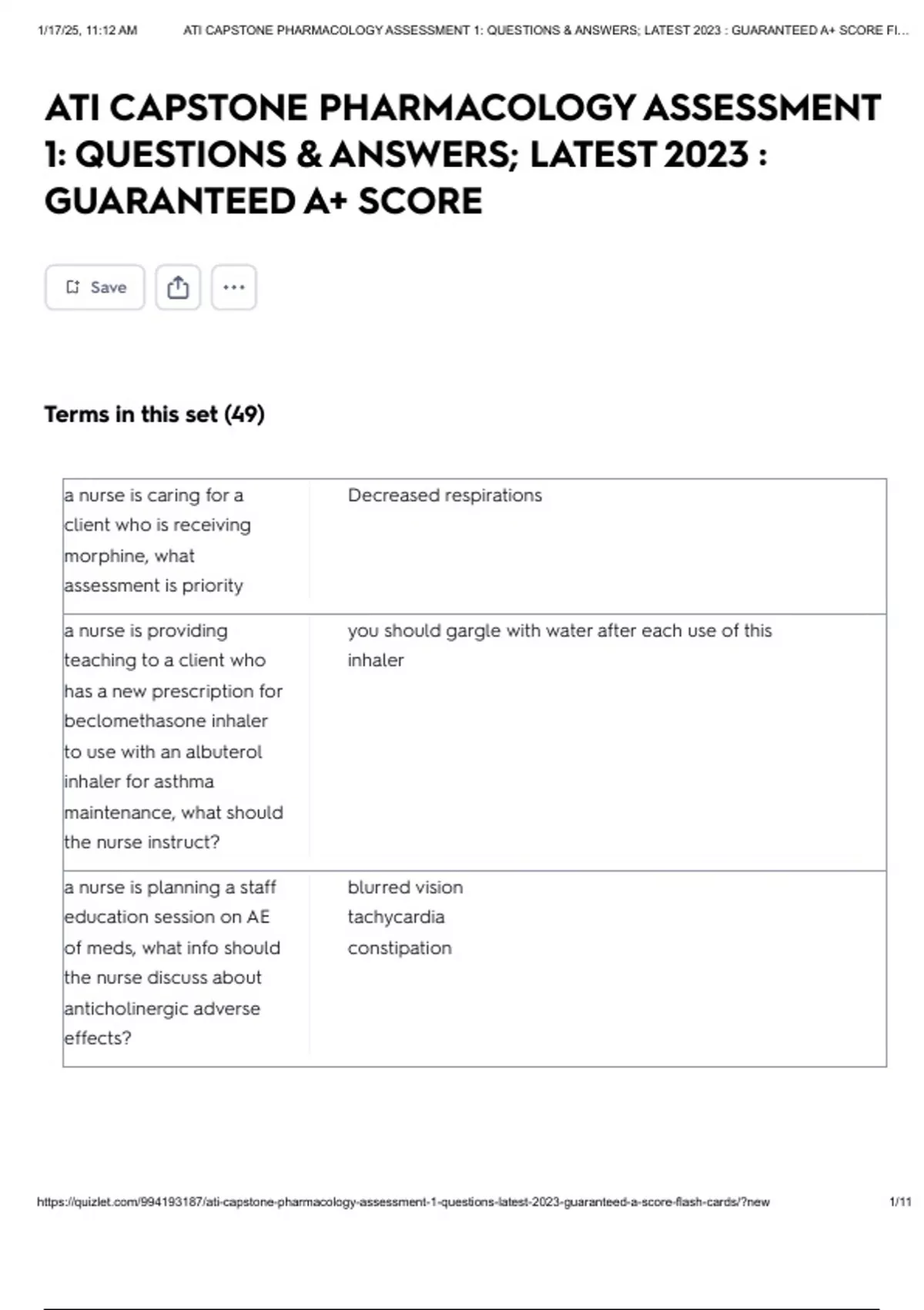 ATI CAPSTONE PHARMACOLOGY ASSESSMENT 1: QUESTIONS & ANSWERS; LATEST ...