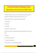 Food Protection Manager Exam Questions and Answers 100&percnt; Pass