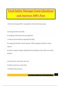 Food Safety Manager Exam Questions and Answers 100&percnt; Pass
