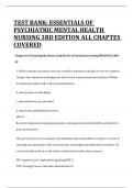 TEST BANK&colon; ESSENTIALS OF PSYCHIATRIC MENTAL HEALTH NURSING 3RD EDITION ALL CHAPTES  COVERED