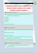 ADVANCED PHARMACOLOGY QUESTIONS WITH  DETAILED VERIFIED ANSWERS &lpar;100&percnt; CORRECT  ANSWERS&rpar; &sol;ALREADY GRADED A&plus;