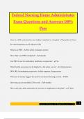 Federal Nursing Home Administrator Exam Questions and Answers 100&percnt; Pass