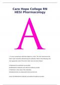 Care Hope College RN HESI Pharmacology questions with well-detailed Answers