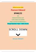 Official summer 2024 Pearson Edexcel 8FM0&sol;22 GCE Advanced Subsidiary Level Further Mathematics &lpar;8FM0&rpar; Paper 22 Further Pure Mathematics 2 Merged Question Paper &plus; Mark Scheme