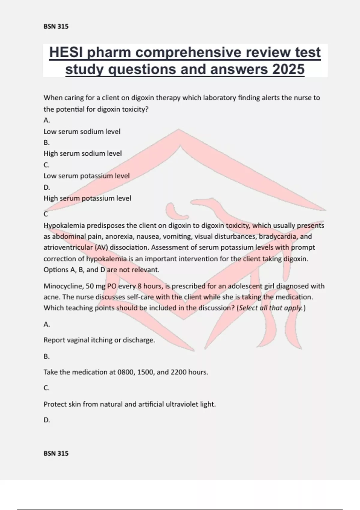 HESI pharm comprehensive review test study questions and answers 2025 ...