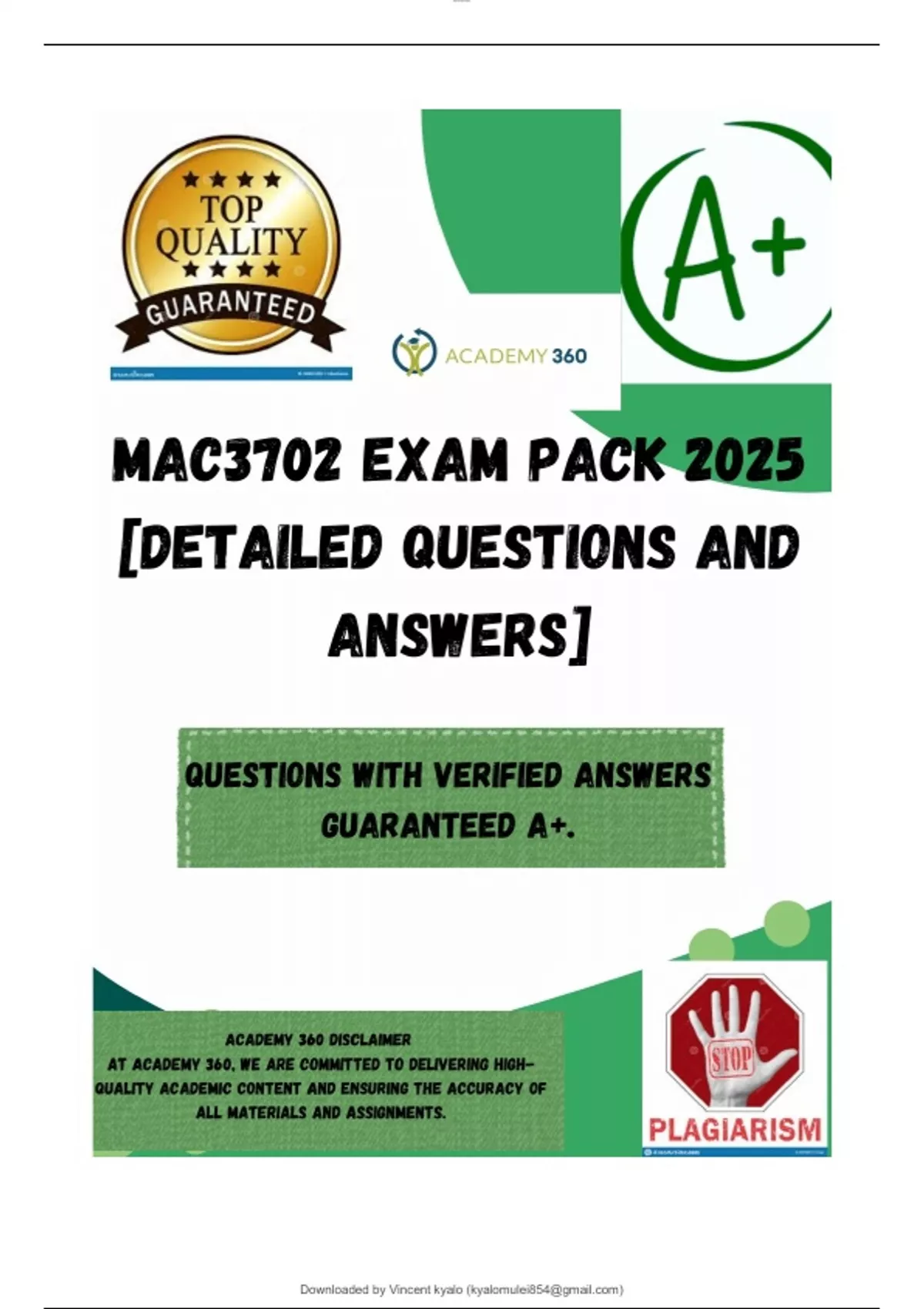 MAC3702 EXAM PACK 2025 [DETAILED QUESTIONS AND ANSWERS] - Application ...