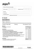 AQA A LEVEL BUSINESS PAPER 1 JUNE 2024 FINAL QUESTION PAPER