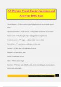 AP Physics Vocab Exam Questions and Answers 100&percnt; Pass