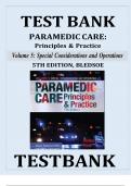 Test Bank For Paramedic Care&colon; Principles & Practice&comma; 5th edition Volume 5 by Bledsoe&comma; All 16 Chapters Covered&comma; Verified Latest Edition