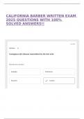 CALIFORNIA BARBER WRITTEN EXAM 2025 QUESTIONS WITH 100&percnt; SOLVED ANSWERS&excl;&excl;