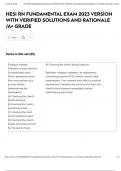 HESI RN FUNDAMENTAL EXAM 2023 VERSION WITH VERIFIED SOLUTIONS AND RATIONALE &sol;A&plus; GRADE