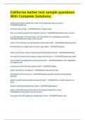 California barber test sample questions With Complete Solutions&period;