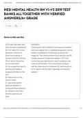 HESI MENTAL HEALTH RN V1-V3 2019 TEST BANKS ALL TOGETHER WITH VERIFIED ANSWERS&sol;A&plus; GRADE