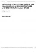 RN COMMUNITY HEALTH FINAL EXAM ACTUAL EXAM QUESTIONS AND CORRECT DETAILED ANSWERS WITH RATIONALE&sol;A&plus; GRADE