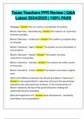 Texas Teachers PPR Review &vert; Q&A Latest 2024&sol;2025 &vert; 100&percnt; PASS