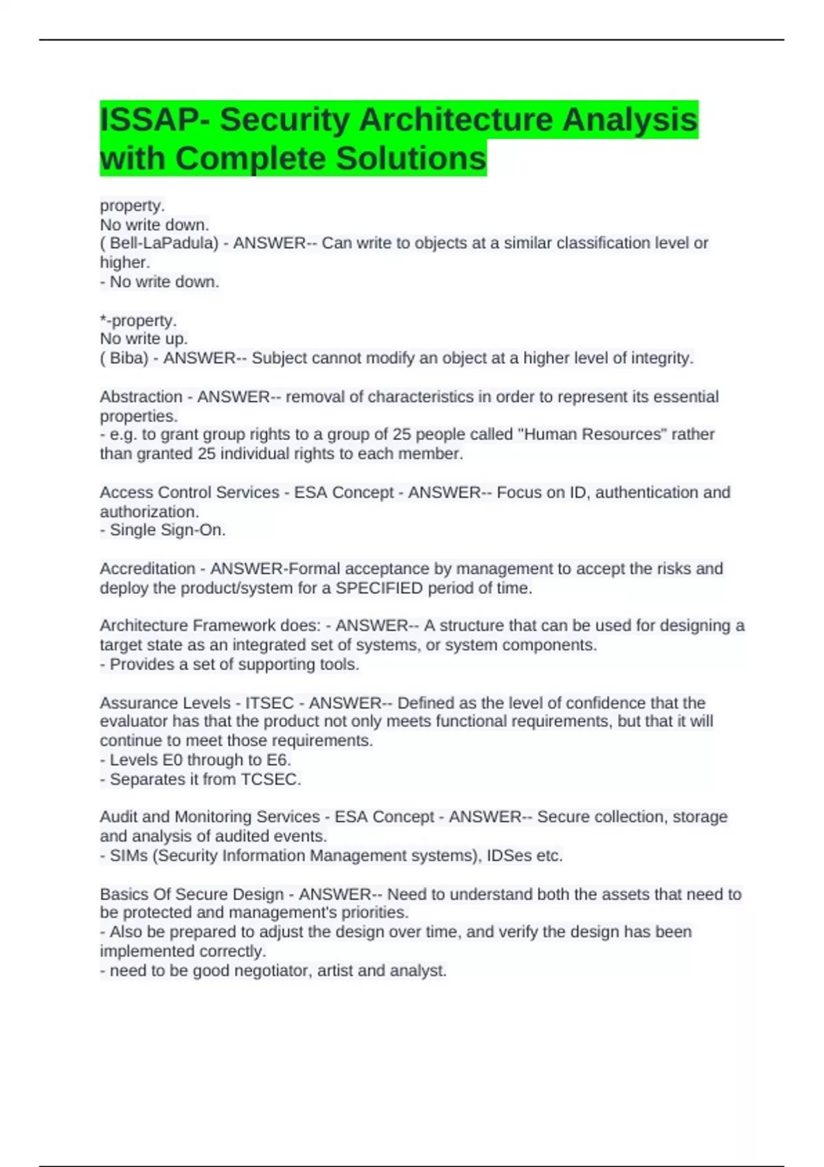 ISSAP- Security Architecture Analysis with Complete Solutions ...