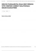 HESI RN FUNDAMENTAL EXAM 2023 VERSION WITH VERIFIED CORRECT SOLUTIONS&sol;A&plus; GRADE GUARANTEED