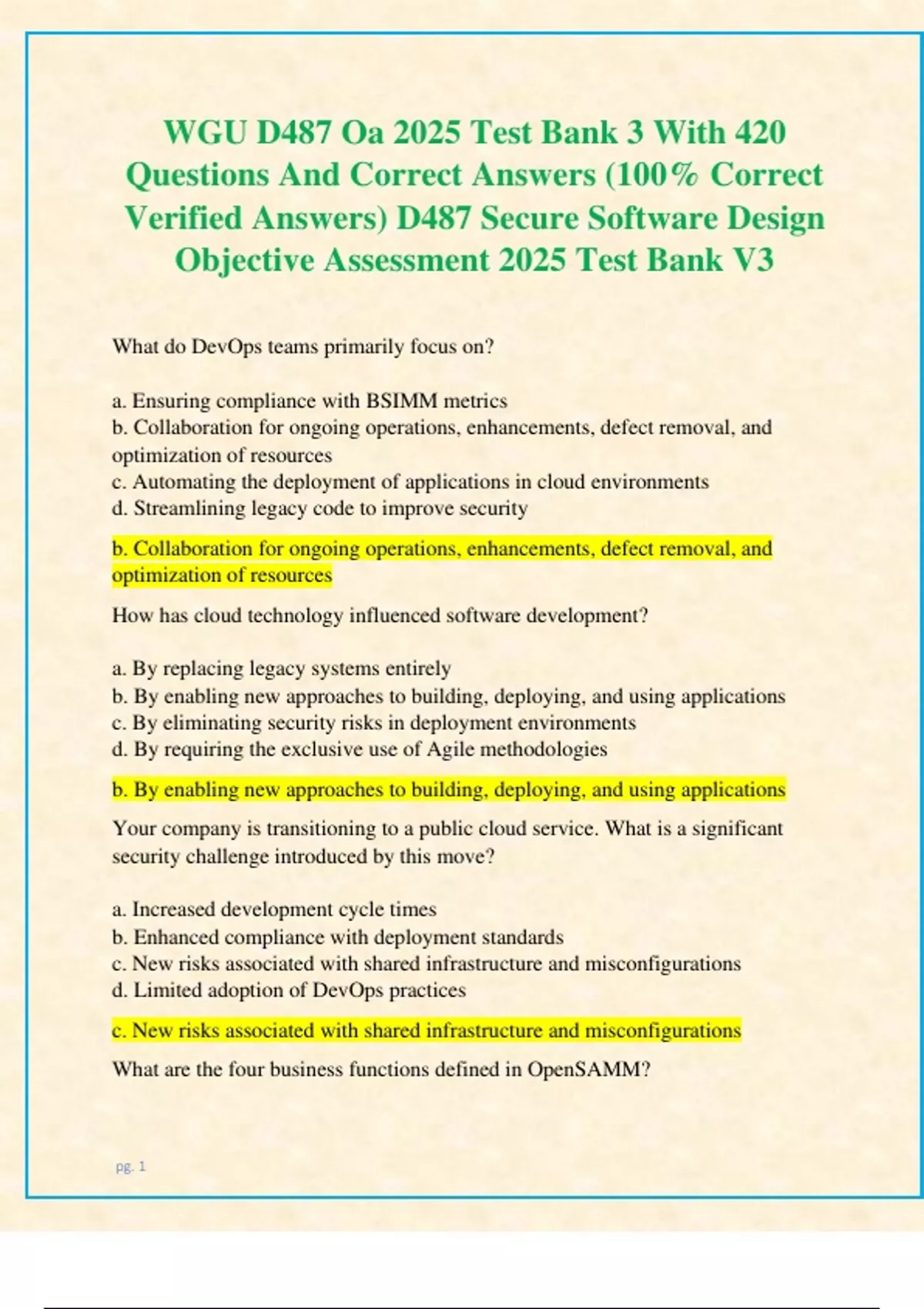 WGU D487 Oa 2025 Test Bank 3 With 420 Questions And Correct Answers ...