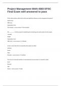 Project Management MAN 4583 EFSC Final Exam well answered to pass