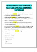 Women's Health Final Module 6 Review &vert; Q&A Latest 2024&sol;2025 &vert; 100&percnt; PASS