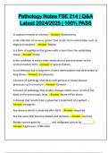 Pathology Notes FSE 214 &vert; Q&A Latest 2024&sol;2025 &vert; 100&percnt; PASS