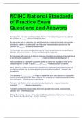 NCIHC National Standards of Practice Exam Questions and Answers 