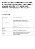 HESI MILESTONE 2 RETAKE LATEST 2025-2026 ACTUAL EXAM 130 QUESTIONS AND CORRECT DETAILED ANSWERS WITH RATIONALES &lpar;VERIFIED ANSWERS&rpar; &vert;ALREADY GRADED A&plus;