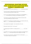 PROFESSIONAL MARITIME OFFICER FINAL EXAM REVIEW QUESTIONS WITH CORRECT ANSWERS 2025