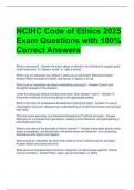 NCIHC Code of Ethics 2025 Exam Questions with 100&percnt; Correct Answers 