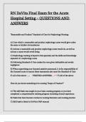 RN DaVita Final Exam for the Acute Hospital Setting &ndash; QUESTIONS AND ANSWERS