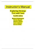 Solution Manual for Exploring Strategy Text And Cases 12th Edition Gerry Johnson, Richard Whittington