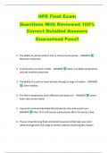 HPE Final Exam   Questions With Reviewed 100&percnt;  Correct Detailed Answers  Guaranteed Pass&excl;&excl; 