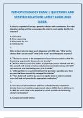 PATHOPHYSIOLOGY EXAM 1 QUESTIONS AND  VERIFIED SOLUTIONS LATEST GUIDE 2025  GUIDE&period;