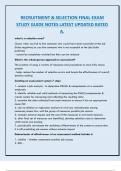 RECRUITMENT & SELECTION FINAL EXAM  STUDY GUIDE NOTES LATEST UPDATED RATED  A&period;