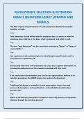 RECRUITMENT&comma; SELECTION & RETENTION  EXAM 1 QUESTIONS LATEST UPDATED AND  RATED A&period;
