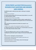 RECRUITMENT and SELECTION &lpar;Economics&rpar; REVISION STUDY QUESTIONS AND ANSWERS  100&percnt; VERIFIED