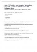 AQA PE Positive and Negative Technology &lpar;paper 2&rpar; questions and answers with solutions 2025
