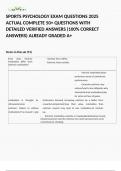 SPORTS PSYCHOLOGY EXAM QUESTIONS 2025 ACTUAL COMPLETE 50&plus; QUESTIONS WITH DETAILED VERIFIED ANSWERS &lpar;100&percnt; CORRECT ANSWERS&rpar; ALREADY GRADED A&plus;