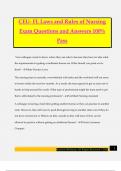 CEU- FL Laws and Rules of Nursing Exam Questions and Answers 100&percnt; Pass