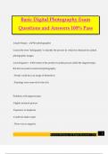 Basic Digital Photography Exam Questions and Answers 100&percnt; Pass