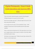 Digital Photography - Exam 1 Study Guide Questions and Answers 100&percnt; Pass