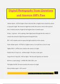 Digital Photography Exam Questions and Answers 100&percnt; Pass