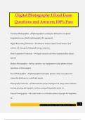 Digital Photography I Final Exam Questions and Answers 100&percnt; Pass