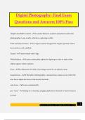 Digital Photography- Final Exam Questions and Answers 100&percnt; Pass