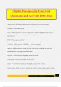 Digital Photography Final Test Questions and Answers 100&percnt; Pass