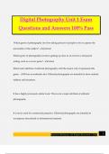Digital Photography Unit 1 Exam Questions and Answers 100&percnt; Pass
