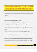 DIGITAL PHOTOGRAPHY - UNIT 4&colon; EXAM QUESTIONS AND ANSWERS 100&percnt; PASS